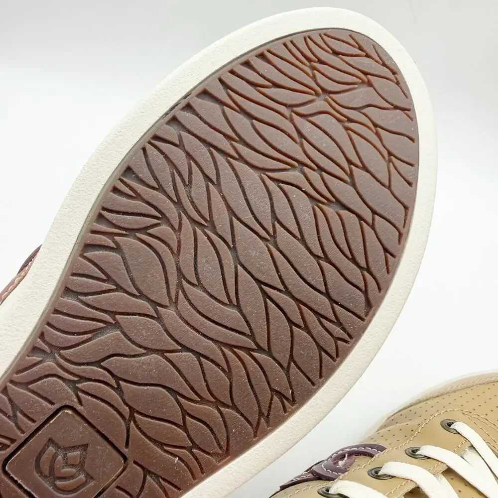 Spenco Womens Cambridge Low Sneaker US 8.5 Wide EU 39 Tan Leather EUC